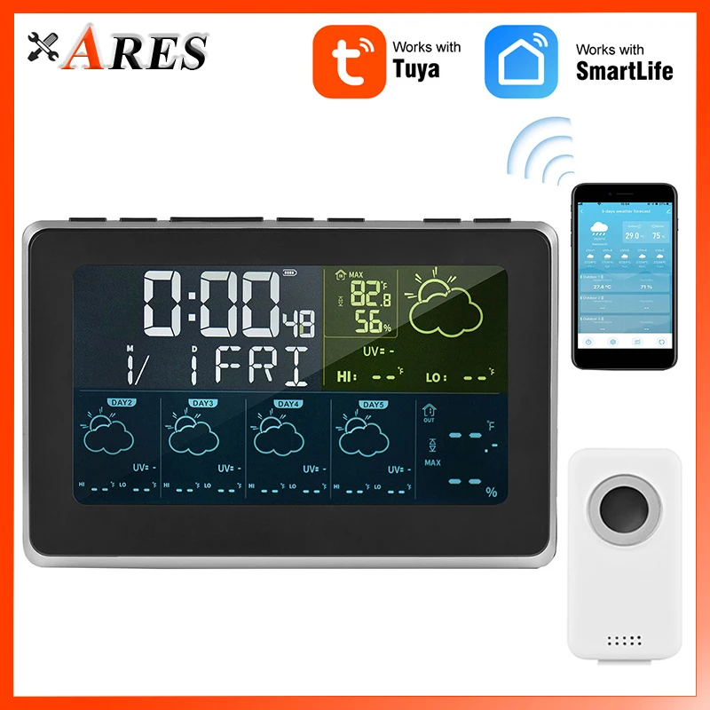 Tuya WiFi Smart Weather Station Indoor Outdoor Temperature Humidity