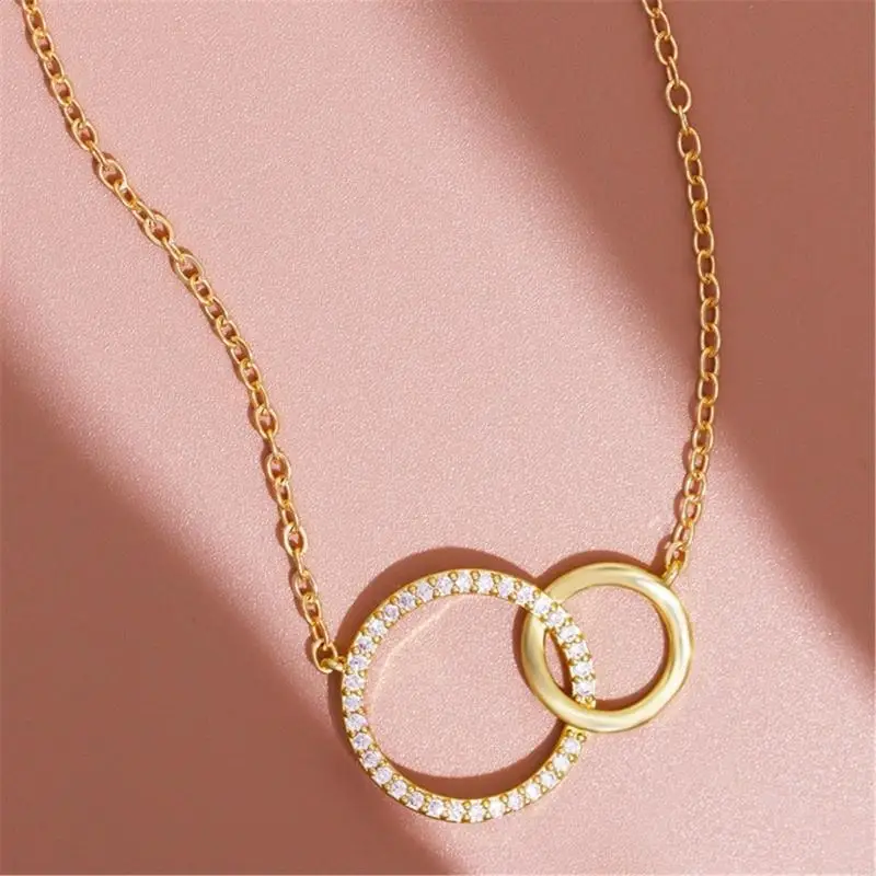 Elegant Double Round Pendant Necklace