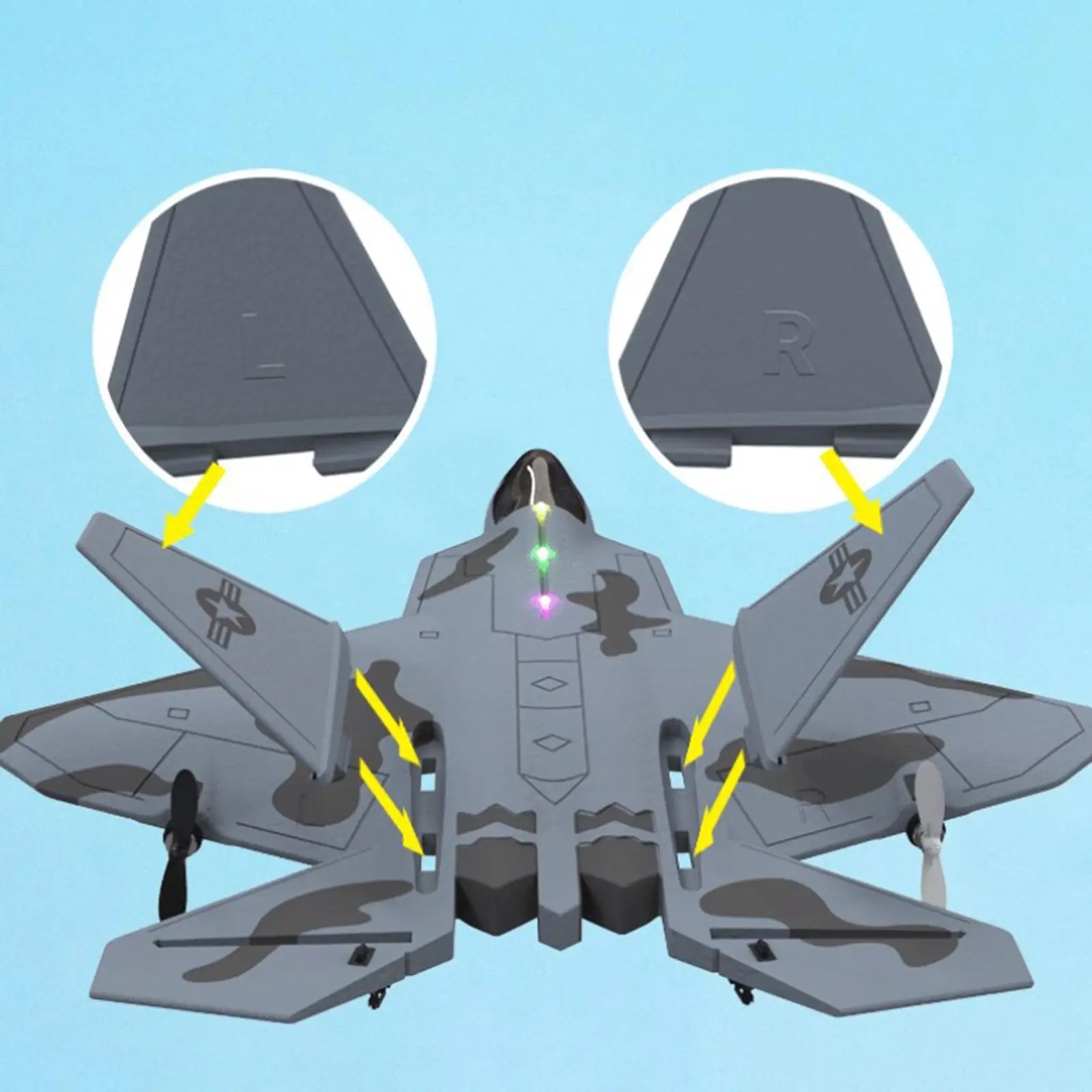 Remote Control Airplane with LED Searchlight 4CH EPP Foam F22 Fighter