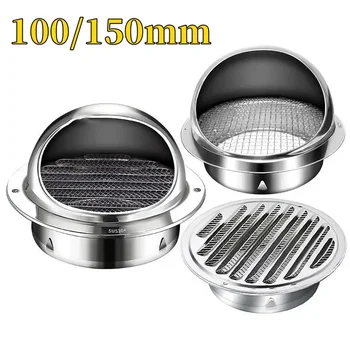 100/150mm Stainless Steel Exhaust Hood Wall Exhaust Cover Exhaust Port Bathroom Extractor Outlet Grille Louver Decoration