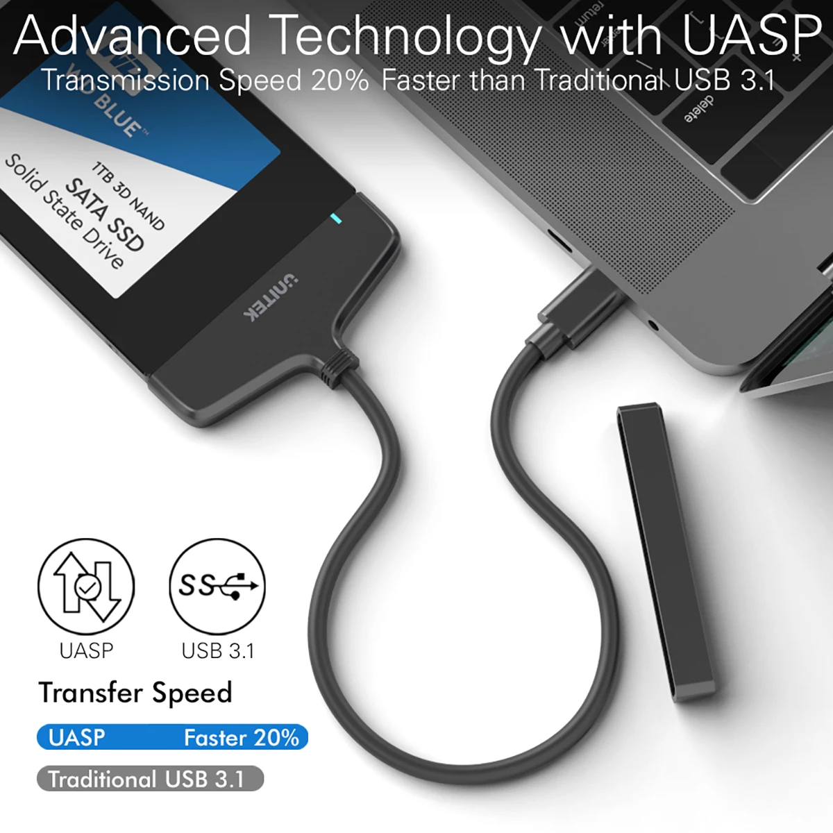 Adaptateur Convertisseur USB 3.1 type C vers SATA pour disque dur