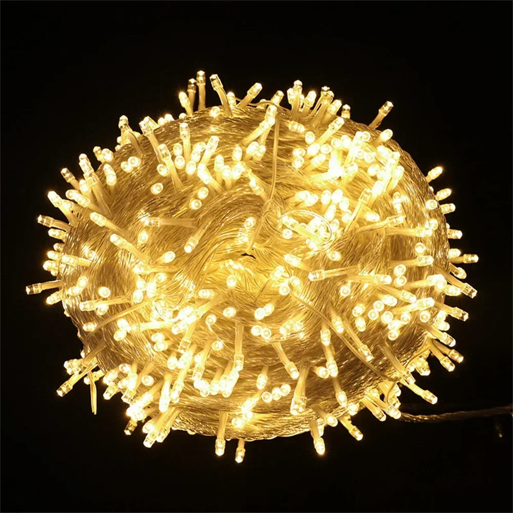 thumbnail image 1 of Guirnalda de luces navideñas para exteriores, 100 m, 200 m, 500 m, 600 m, con cable transparente, para enchufar en el árbol, 1 of 5