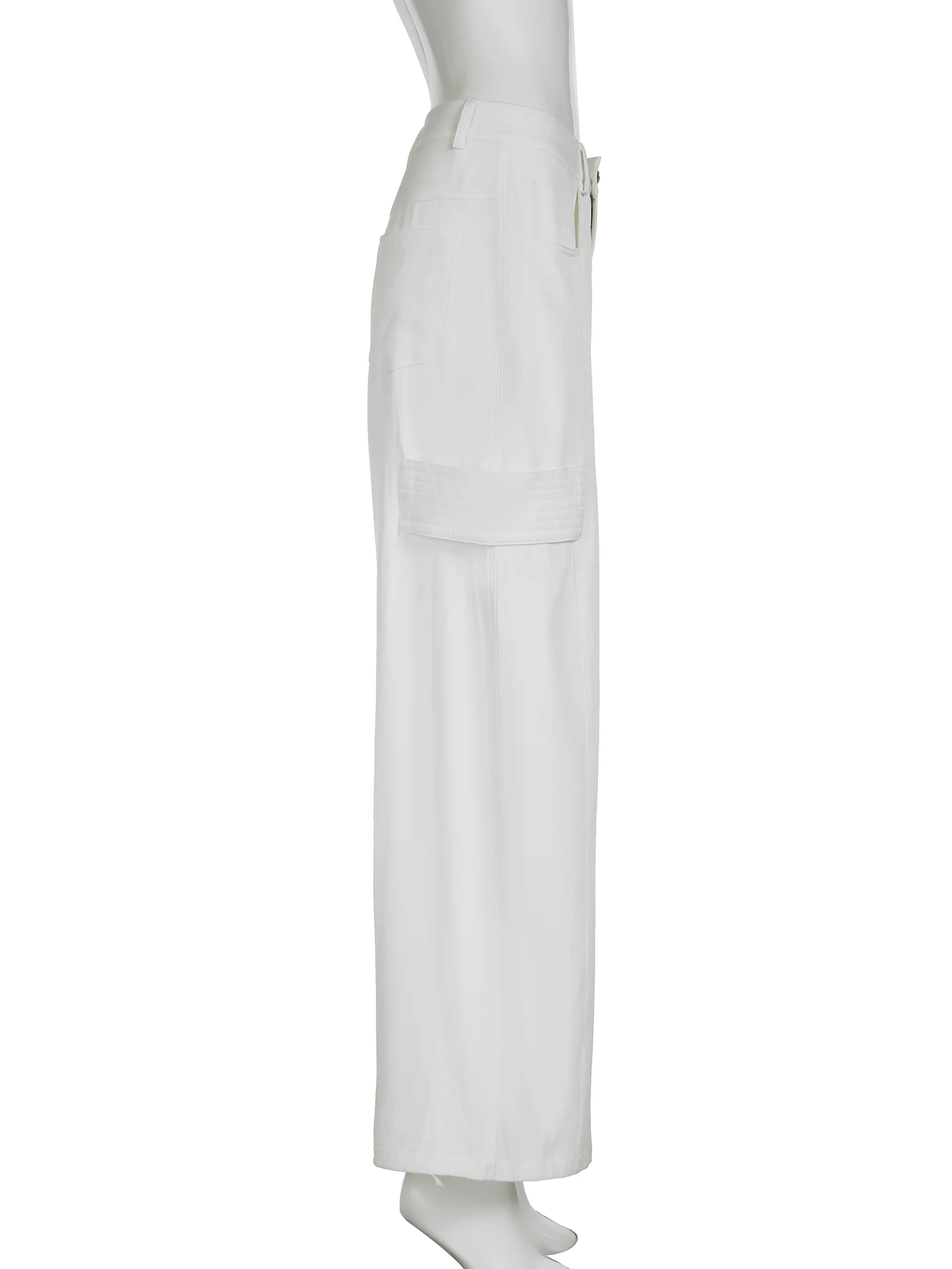 IAMSURE Safari Style Casual Big Pockets Wide Leg Pants Basic Loose Mid-Waisted Pants Women 2024 Summer Fashion Streetwear Ladies