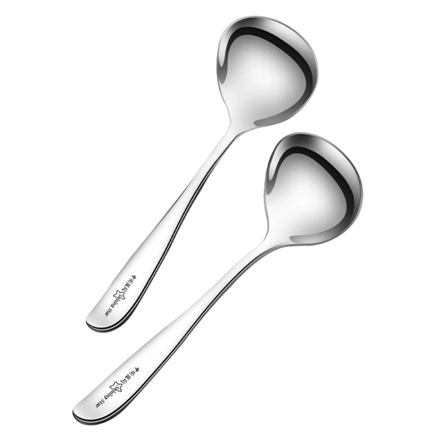 2pcs LFGB Certificate 304 Stainless Steel Ladle 195mm Length Soup Scoop 58mm Width Serving Spoon Mirror Polish Family Tableware