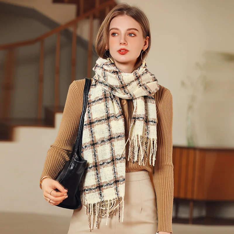 2022 Winter Warm Cashmere Scarf Women Men Striped Plaid Thick Pashmina Shawl Wraps Fashion Tassel Lady Scarves foulard femme 2023 women plaid blanket scarf winter luxury pashmina shawl cashmere thick wraps lady tassel warm scarves rainbow fluffy bufanda