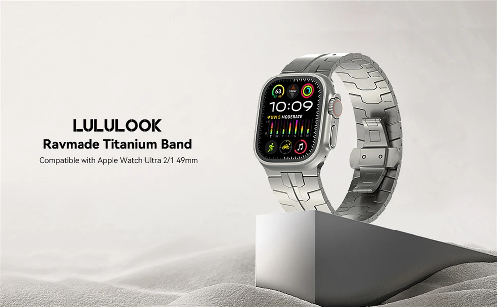 LULULOOK Uhrenarmband aus Titan für Apple Watch Ultra 3/2/Ultra, Titan-Metallband der Güteklasse 2, 49 mm, für iWatch Ultra-Titan-Farbe – Detail 1