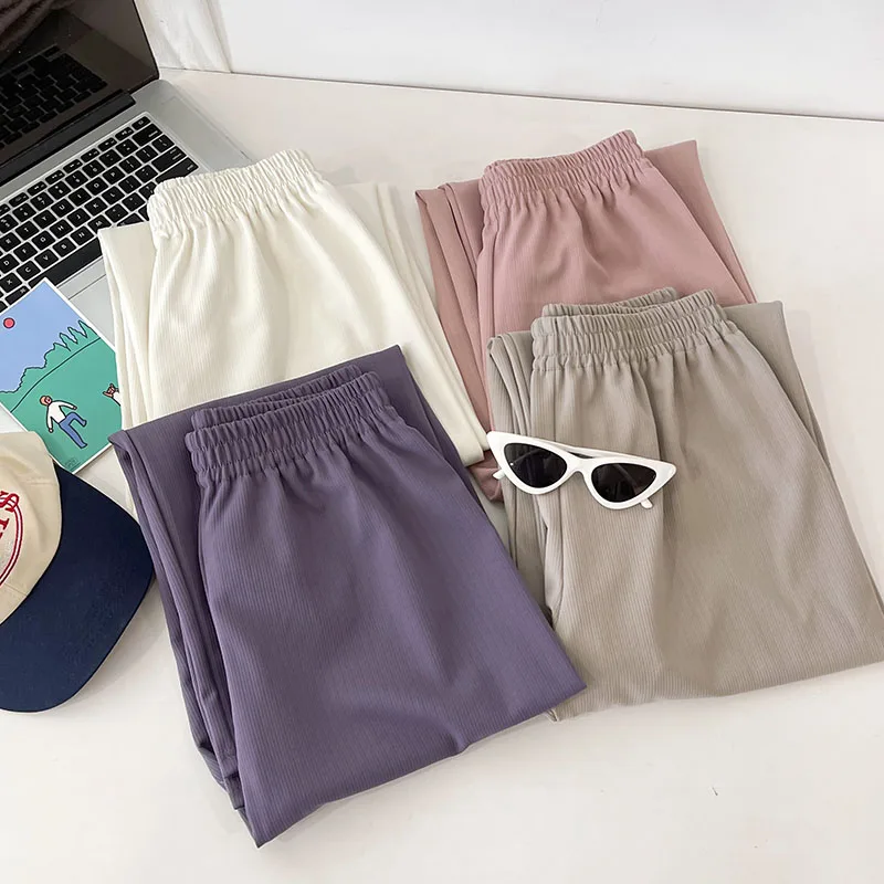 

Spring and summer elastic high-waisted wide-leg pants