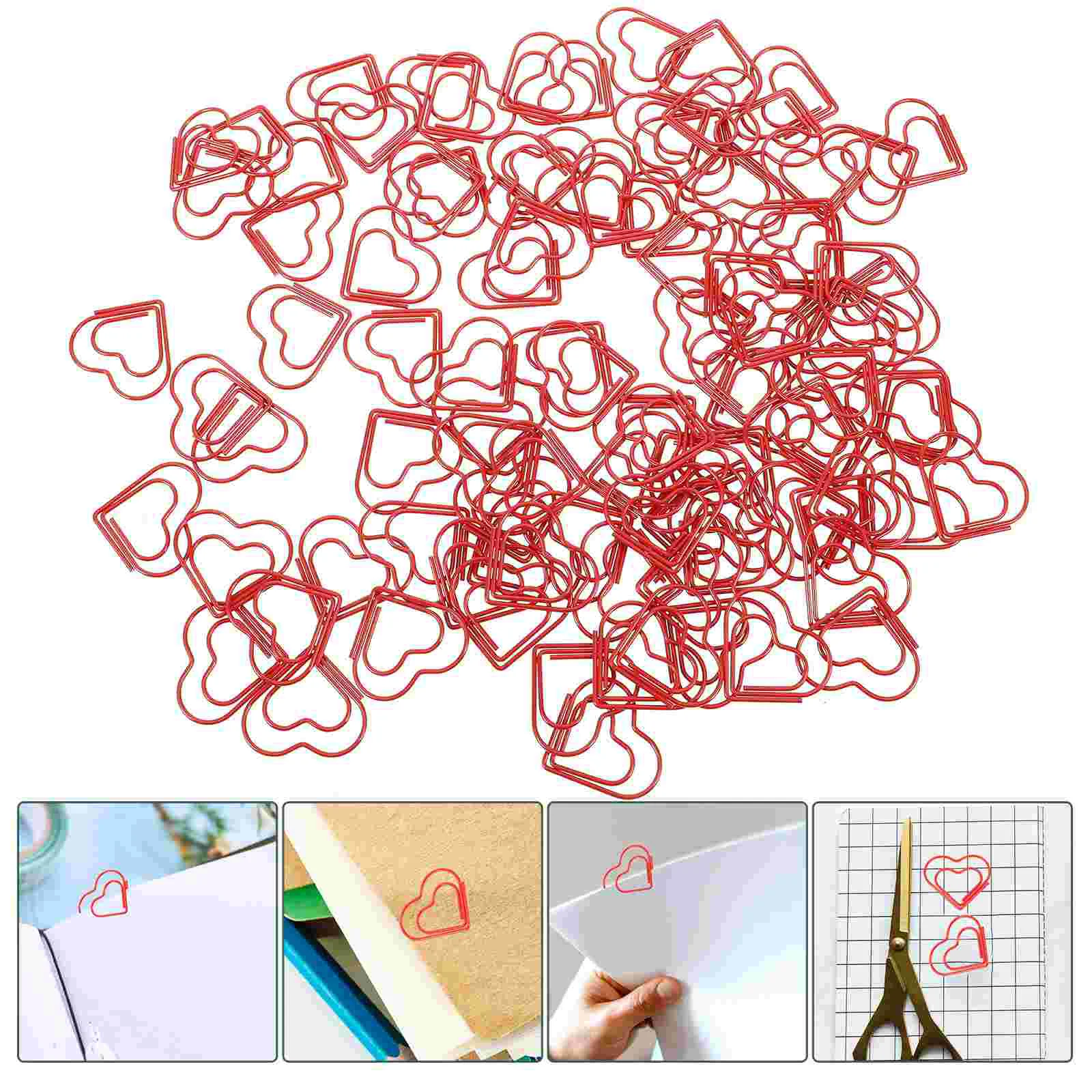 Paperclip Love Heart Paper Clips Marking Bookmark Pin Stationery Office Accessories(Red)