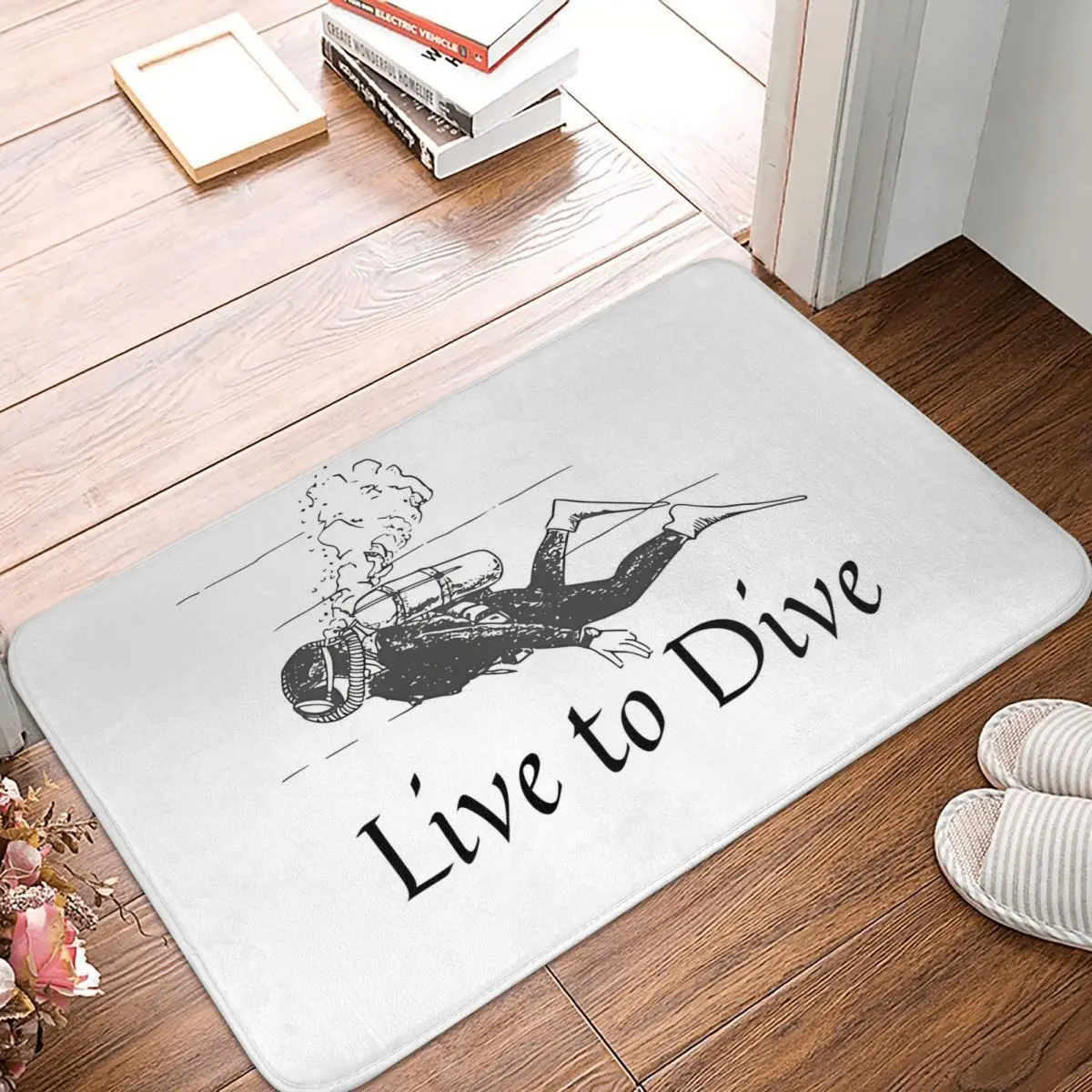Live To Dive Scuba Dive Diver Diving Tappeto Antiscivolo Zerbino Tappetino Da Bagno Tappeto Da Pavimento Decorazioni Per Interni