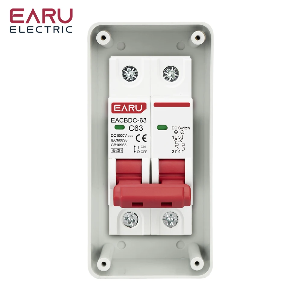 Earu HT-2 Plastic Waterproof IP65 Outdoor Panel Mount Junction Distribution Box with MCB DPN DZ47 Circuit Breaker Combination - Image 3