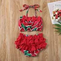 Newborn Baby Girl Two Piece Swimsuits Summer Watermelon Pineapple Printed Swimwear Beachwear Toddler Bikini Bathing Suit for 3