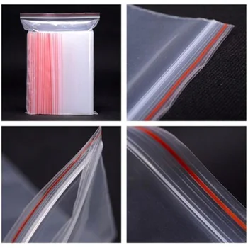 100 Pcs/Pack 5-12 Wire Self Seal Clear Plastic Poly Resealable Ziplock Bags Food Storage Fresh Package Reclosable Multi Size 5