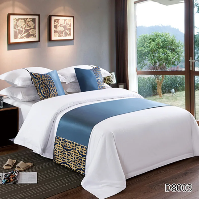 

European Style Bed Runners Luxury Embroidery Bed Flag Throw Runner Wedding Room Hotel Home Decoration Bed Tail Towel Pillowcase