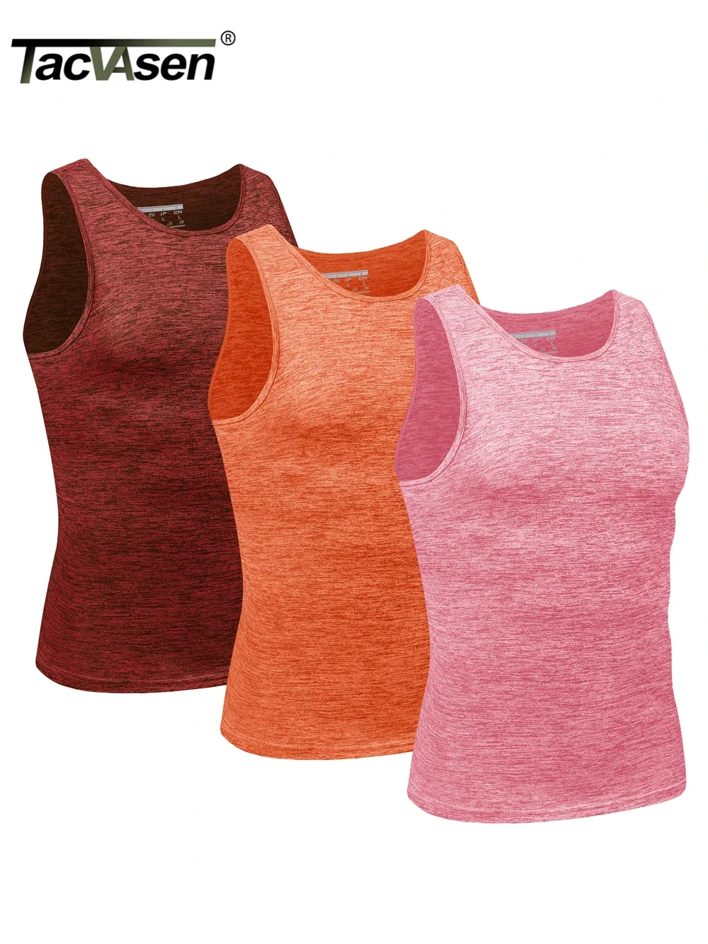 TACVASEN 3 Packs Summer Tank Tops Quick Dry Elastic Men’s Sleeveless T-shirts Athlete Workout Running Vests 3 Lots Casual Tops