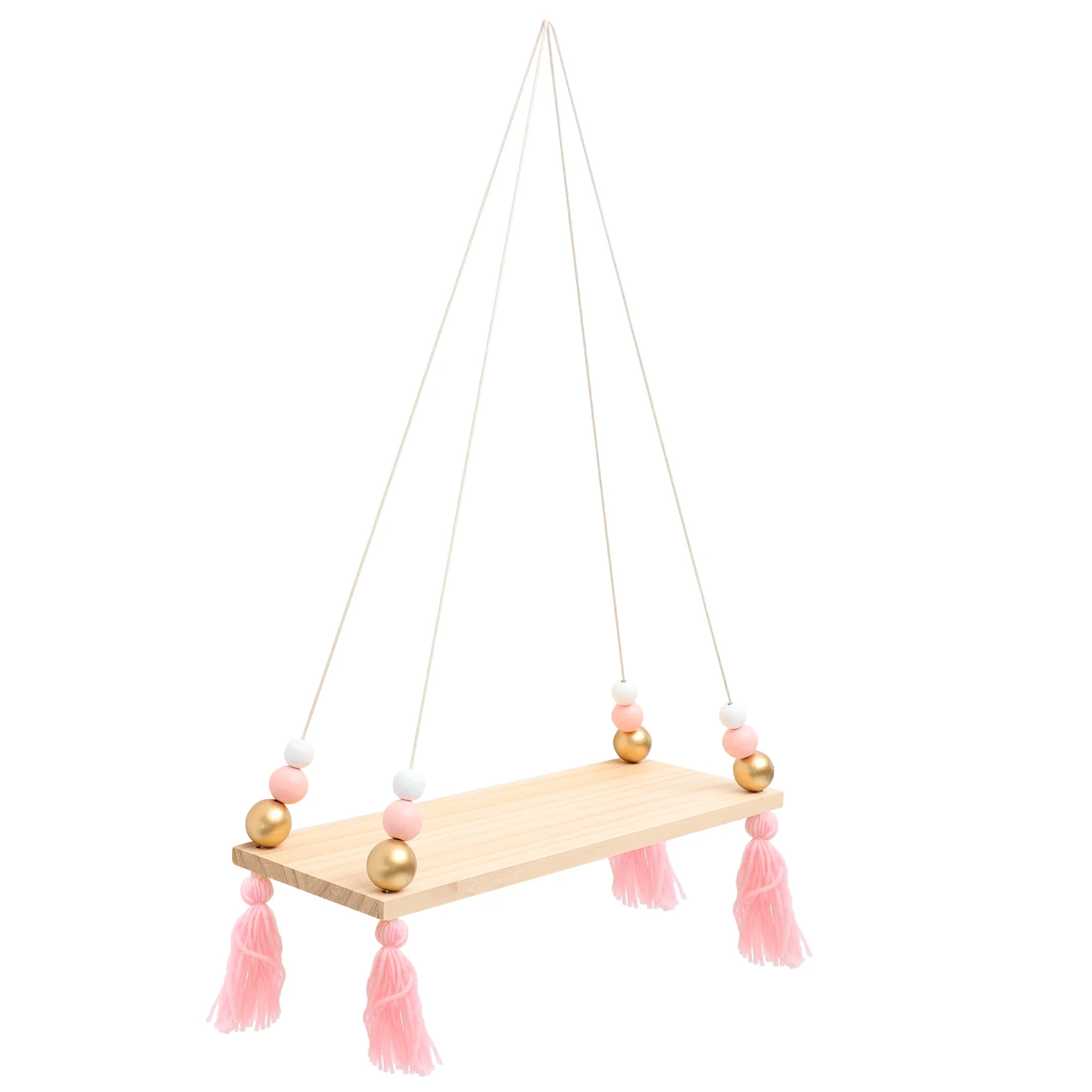 

Decorative Hanging Flowerpot Rack Tassel Wall Hanging Shelf Wooden Rack