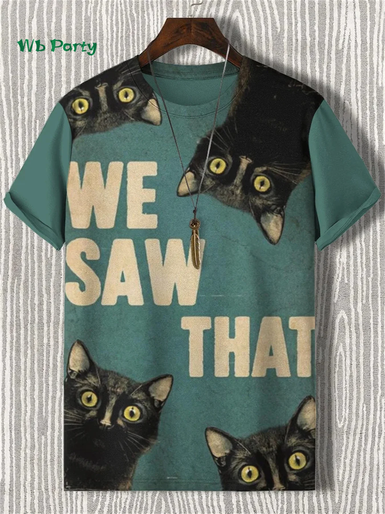 Funny Animal Print Men's T-Shirt 3D Art Design Cat Pattern Short