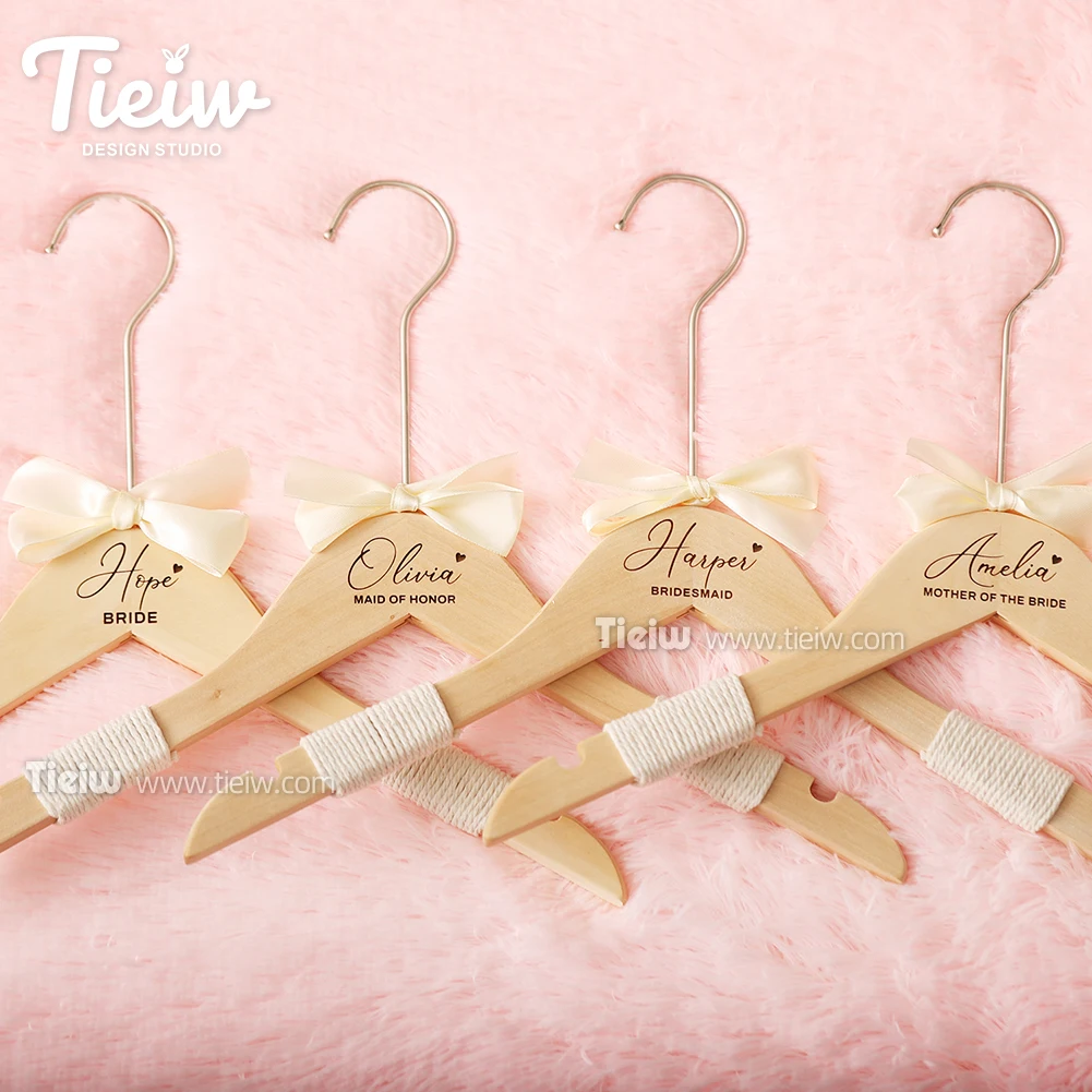 Personalized Wedding Dress Hangers, Custom Engraved Bridal Party Hangers, Bridesmaid, Maid Of Honor, Mother Of The Bride Gift