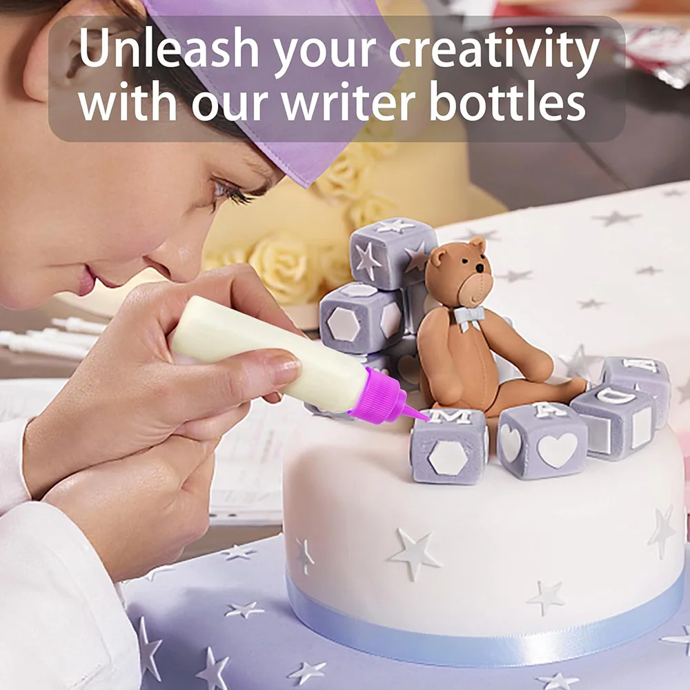 Squeeze Writer Bottles Plastic Icing Bottles Small Easy Squeeze Bottle 1 & 2 OZ For Cakes Cookie Decorating, Food Coloring