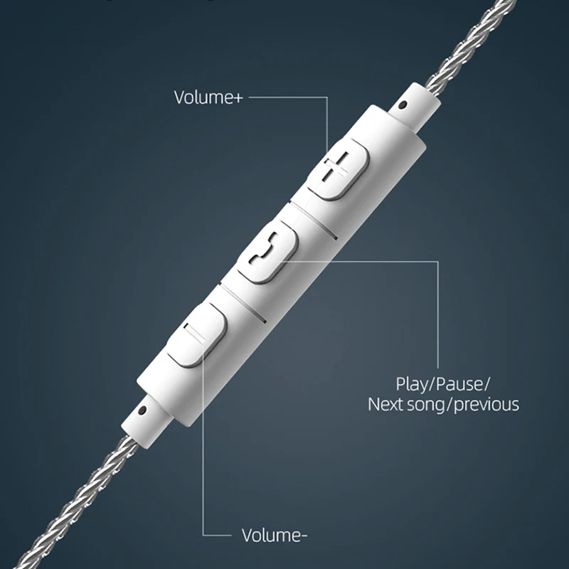 High-Fidelity Silver-Plated Earphone Cable with Microphone