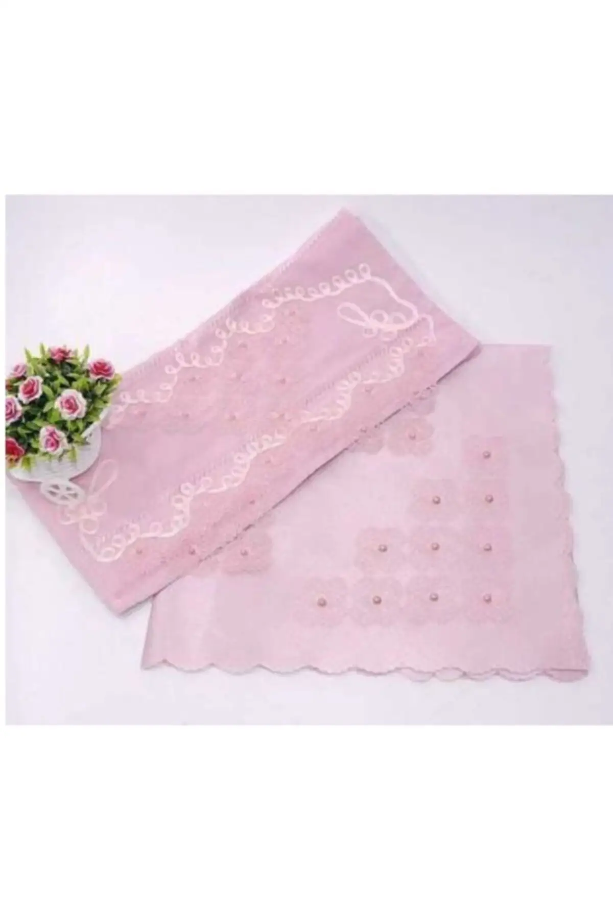 Dowries Needle Lace increspato Pearl asciugamano Bundle 2'li Suit