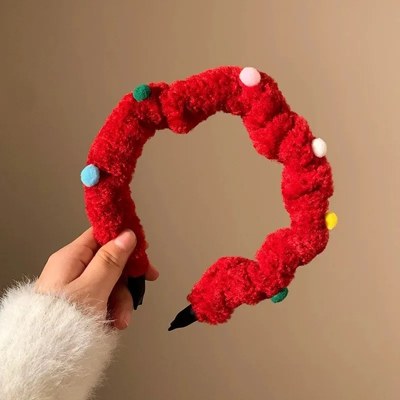 Creative Colorful Candy Beans Christmas Red Plush Women's Headwear High Top Hair Clip Headpiece 2025 Autumn/Winter Style