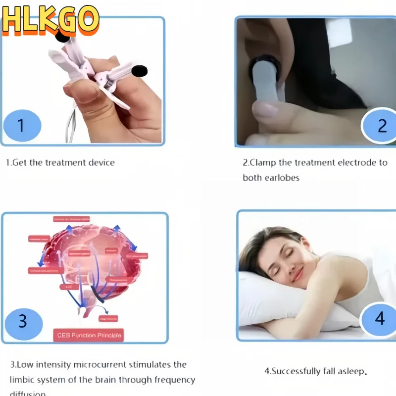 Professional CES Therapy Device for Sleep Insomnia, Anxiety and Depression Relief, Rechargeable Home Use Microcurrent Stimulator