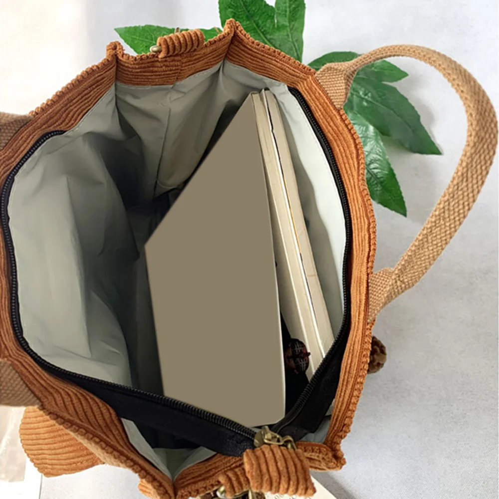 Women 2022 New Corduroy Shoulder Bags Fashion Leisure Shopping Canvas Tote Bag Organizer Girl Outdoor Travel Button Handbags