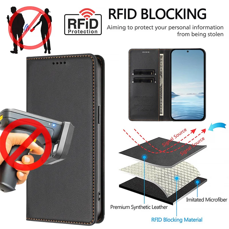 Leather Wallet Flip Case with Card Holder