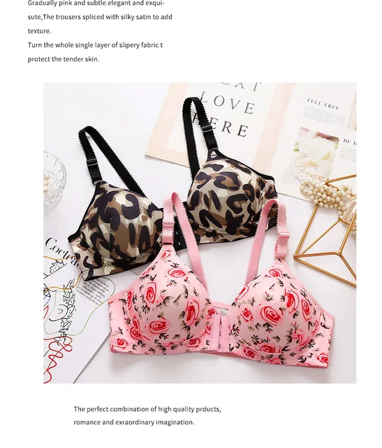 New Sexy Push Up Bras Front Closure Floral Rose Brassiere Wireless Bralette  Breast Seamless Bras For Women Underwear Plus Size - AliExpress