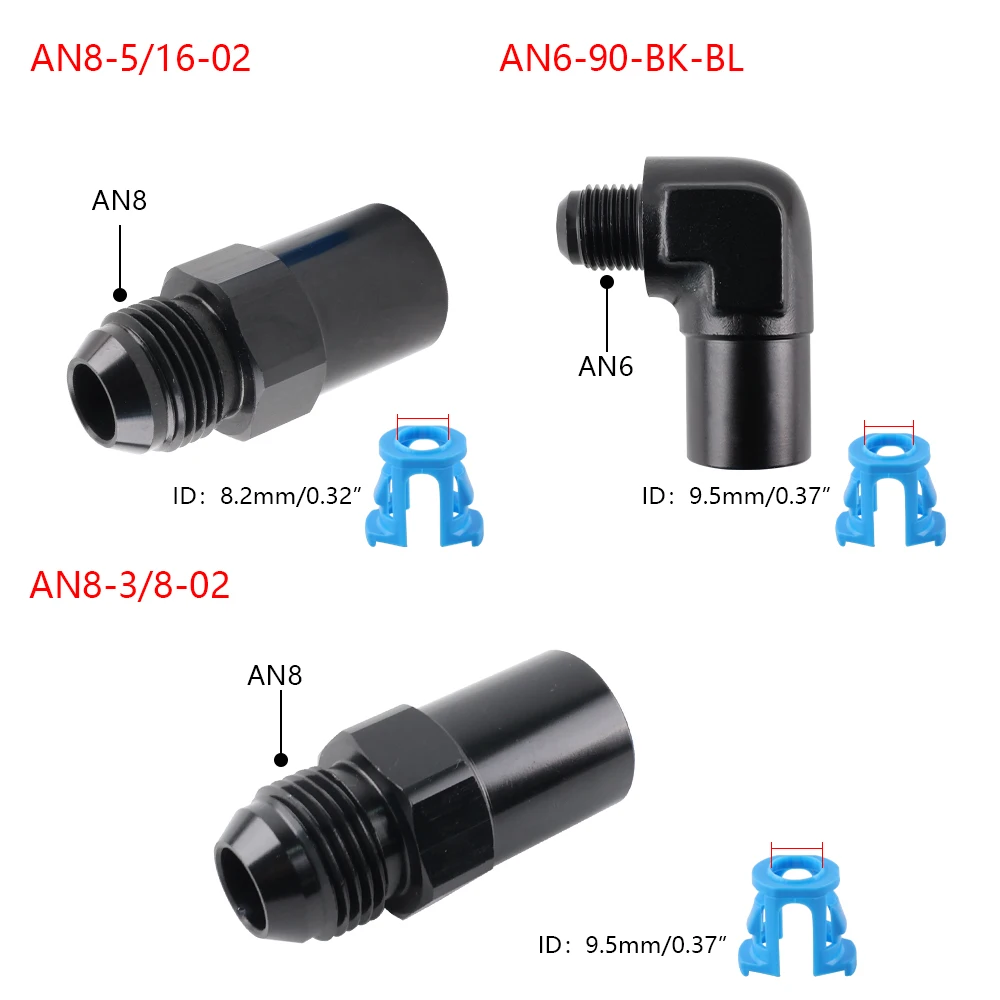 Aluminum Black Quick Connect 6AN AN6 Male To 3/8