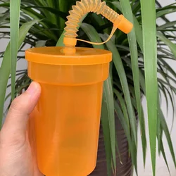 Vibrant Spill-Proof Sipper Cups with Lids and Straws (8pcs Set Orange)