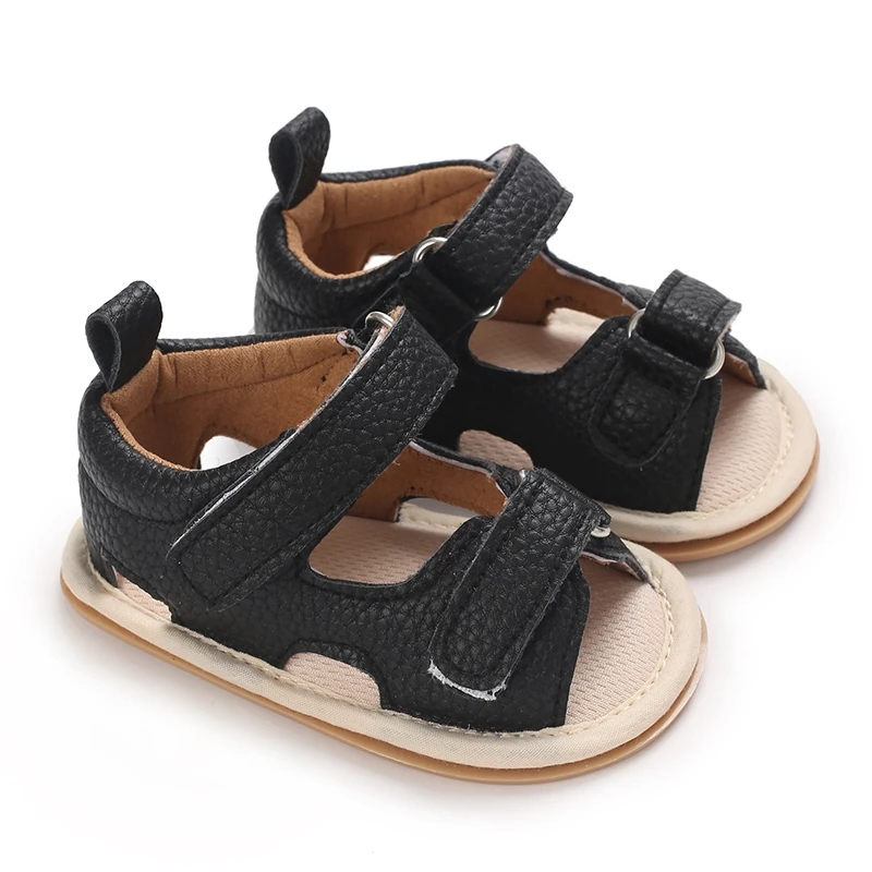 Summer Baby Boys Sandals Solid Color Artificial Leather Breathable Non Slip Shoes
