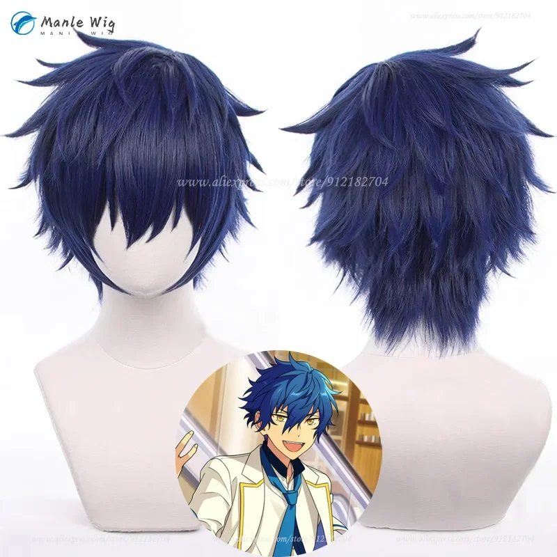 

Парик для косплея Game ES Sazanami Jun, парик из темно-синего Амина для косплея, термостойкие волосы, парик на Хэллоуин с шапочкой