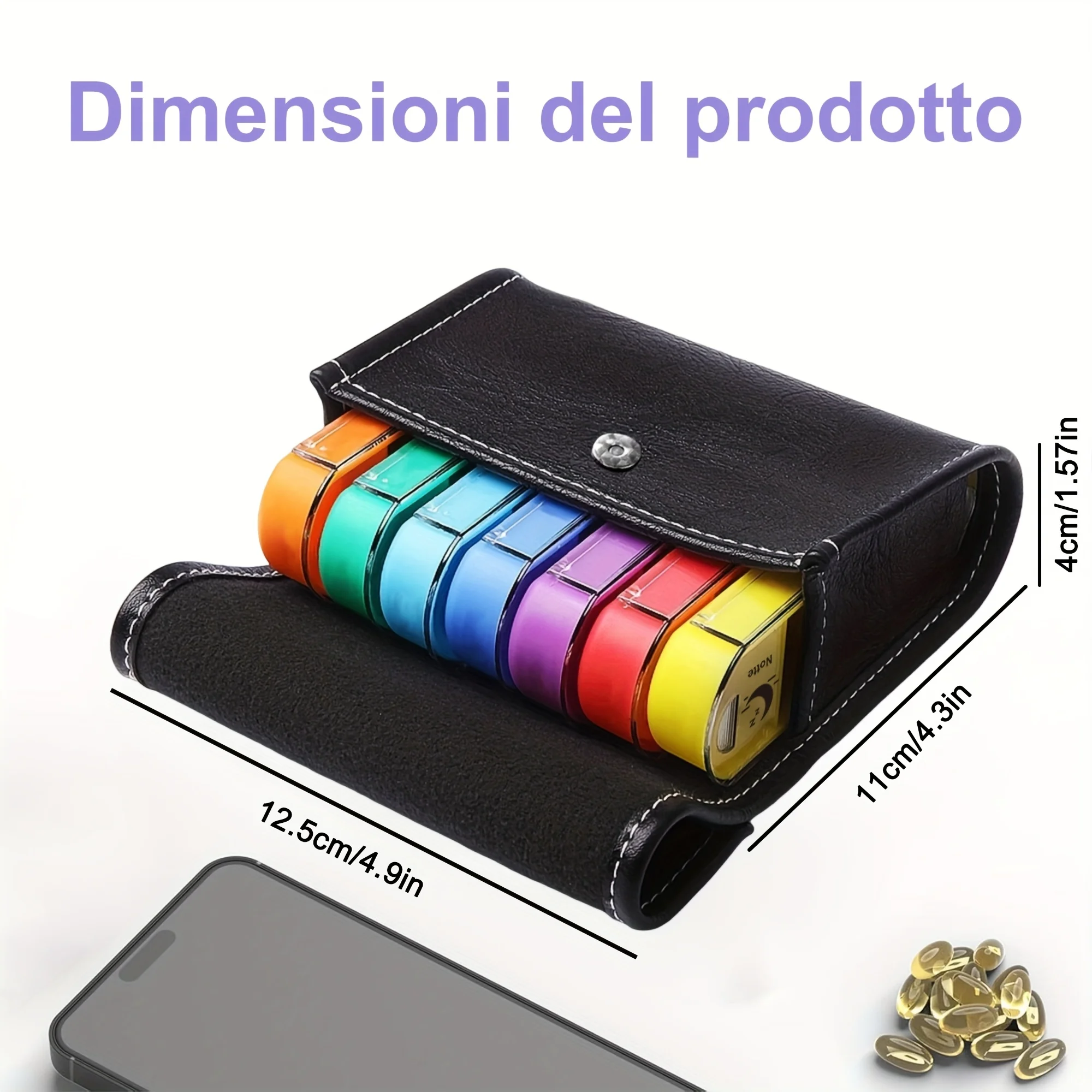 Deluxe Italian Weekly Pill Organizer for Travel with AM/PM Compartments