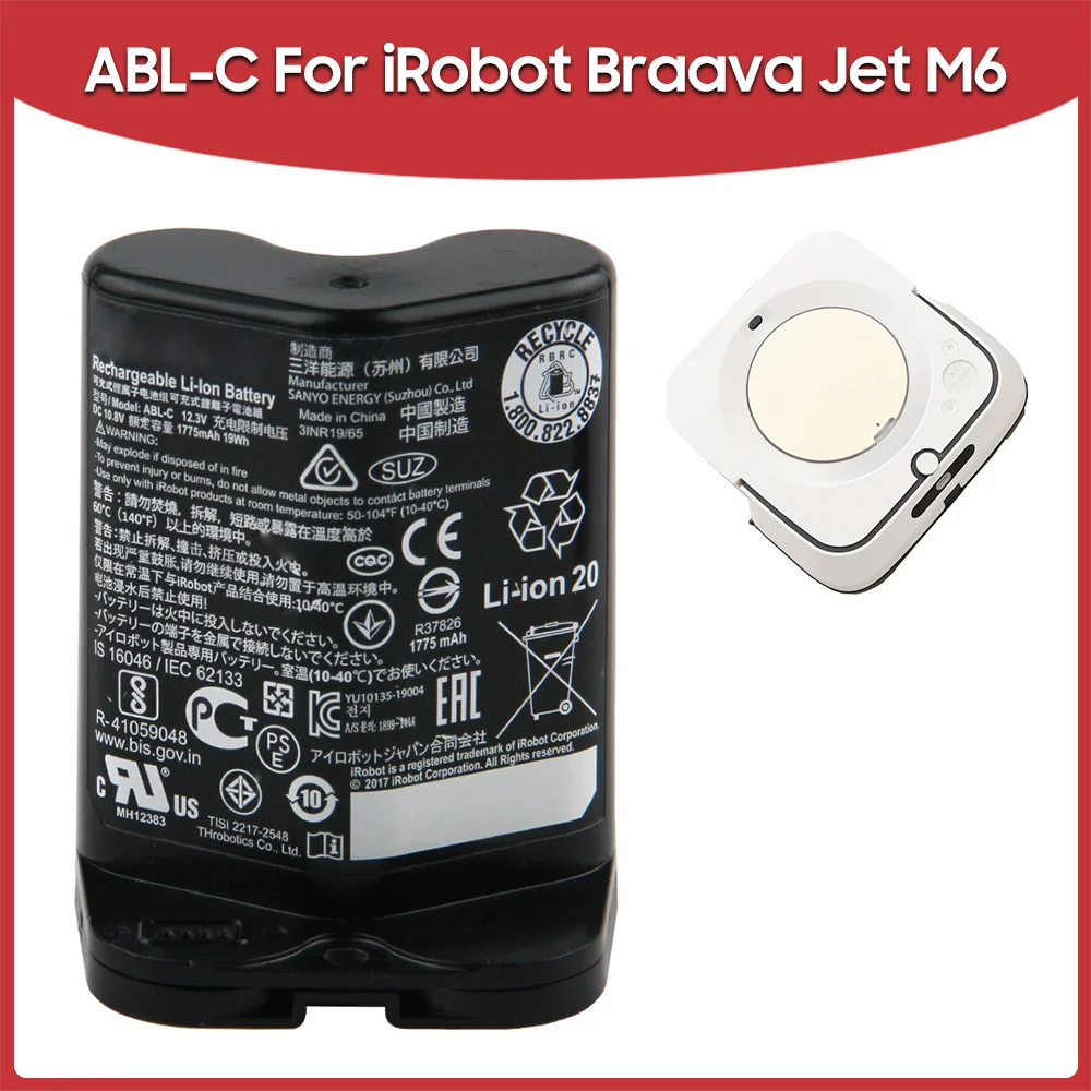 Batteria Sostitutiva Originale Per Spazzatrice Abl-C Per Irobot Braava Jet M6 1775Mah Con Strumenti