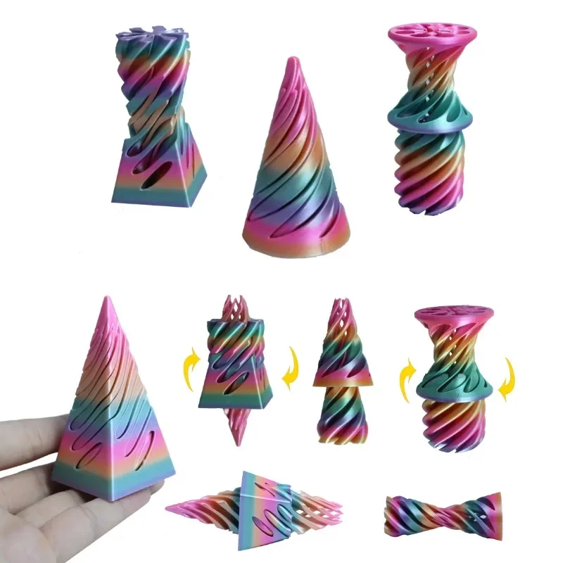 Fidget Toys Anti Stress Toys Mini Fingertip Toy Spiral Cone 3D Printed Highpass Stress Reducing Toys Fidget Desk Gadgets Technological Rotating Relieve Stress-Relieving Adults