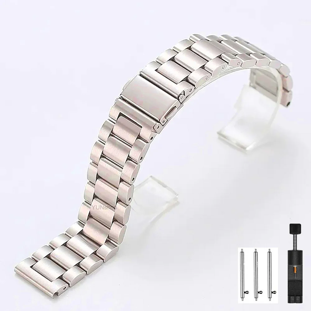 Sleek Solid Stainless Steel Smartwatch Strap - 20/22mm Bracelet Band