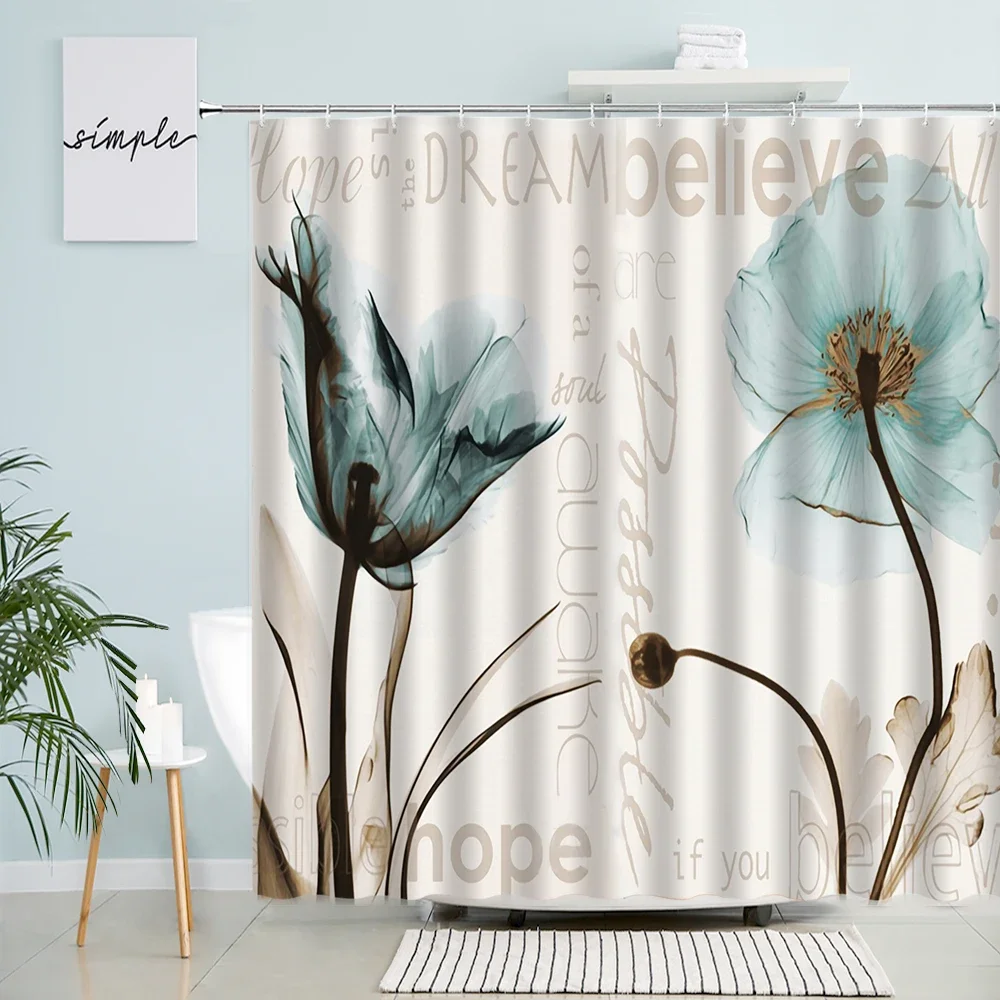 Shower Curtains Tropical Green Plant Palm Leaf Bathroom Shower Curtains Summer Jungle Fabric Waterproof Hooks Hanging Curtain Bath Screen Decor