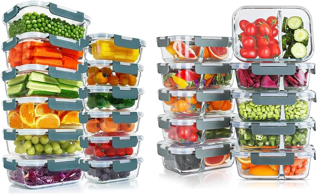 Glass Food Storage Containers Set With Leakproof Airtight Lids, Glass Meal  Prep Containers, Lead Free, Microwave, Oven, Freezer And Dishwasher Safe,  For Meal Prep, Lunch And Portion Control, Kitchen Accessories & 