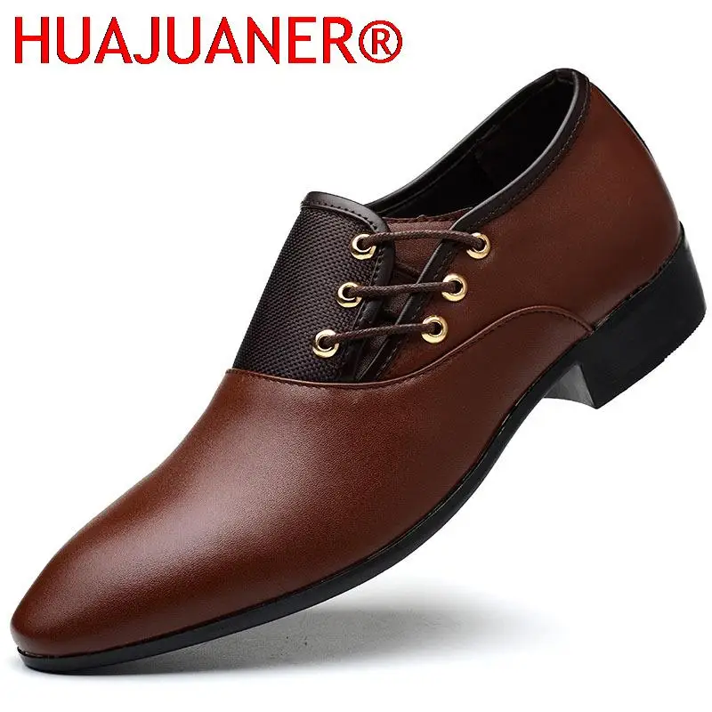Dress Shoes for Men Cow Leather Round Toe Business Casual Big Size 38-48