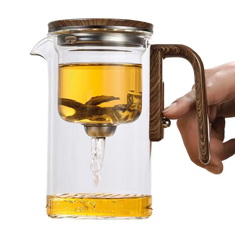 Water Separation Inner Container Teapot One Click Magnetic Switch Tea Separation Filtration Glass Tea Pot Wood Handle Tea glass teapot glass tea pot tea pot