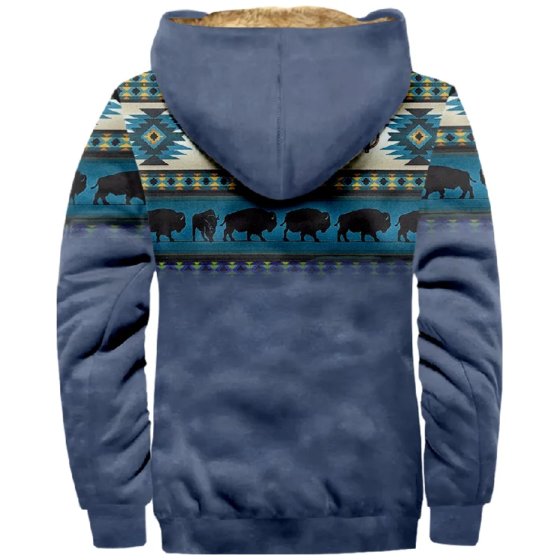 New Totem Italian Cotton Coat Hooded Sweater Casual Print Long Sleeve Zipper Sweater Thick Cotton Coat Autumn and Winter a27