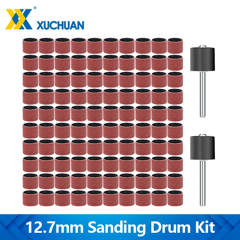 11–102 Stück Schleiftrommel-Set, Schleifband, Körnung 80 100, 120, Sanddorne für Dremel-Nagelbohrer, rotierende Schleifwerkzeuge