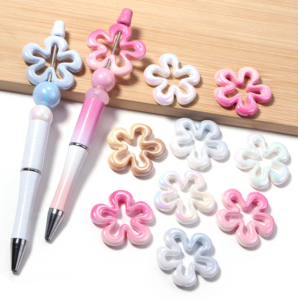 아크릴 속이 빈 그라데이션 컬러 큰 꽃 핸드페인팅 비즈 DIY 장 DIY 핸드메이드 액세서리 재료