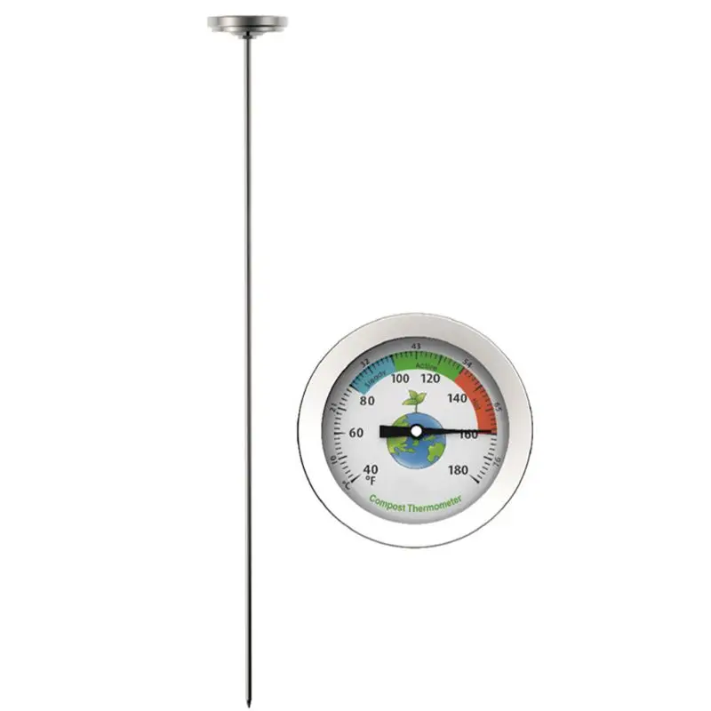 50cm Stainless Steel Compost Soil Thermometer Celsius Measuring Garden Yard 40-180℉ Dial Temperature