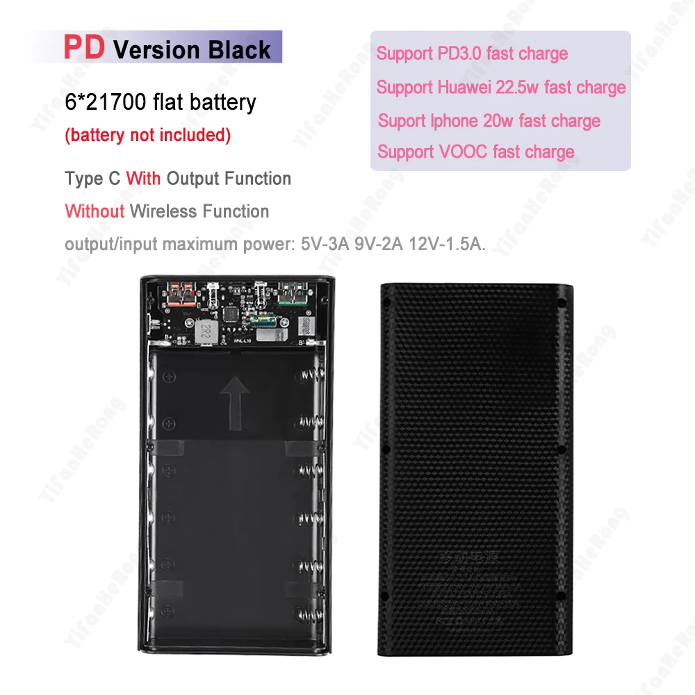 Battery Box 6x21700 Battery Charger Box Power Bank Holder DIY Shell Case Dual USB 21700 Battery Shell Storage Organize LED Light