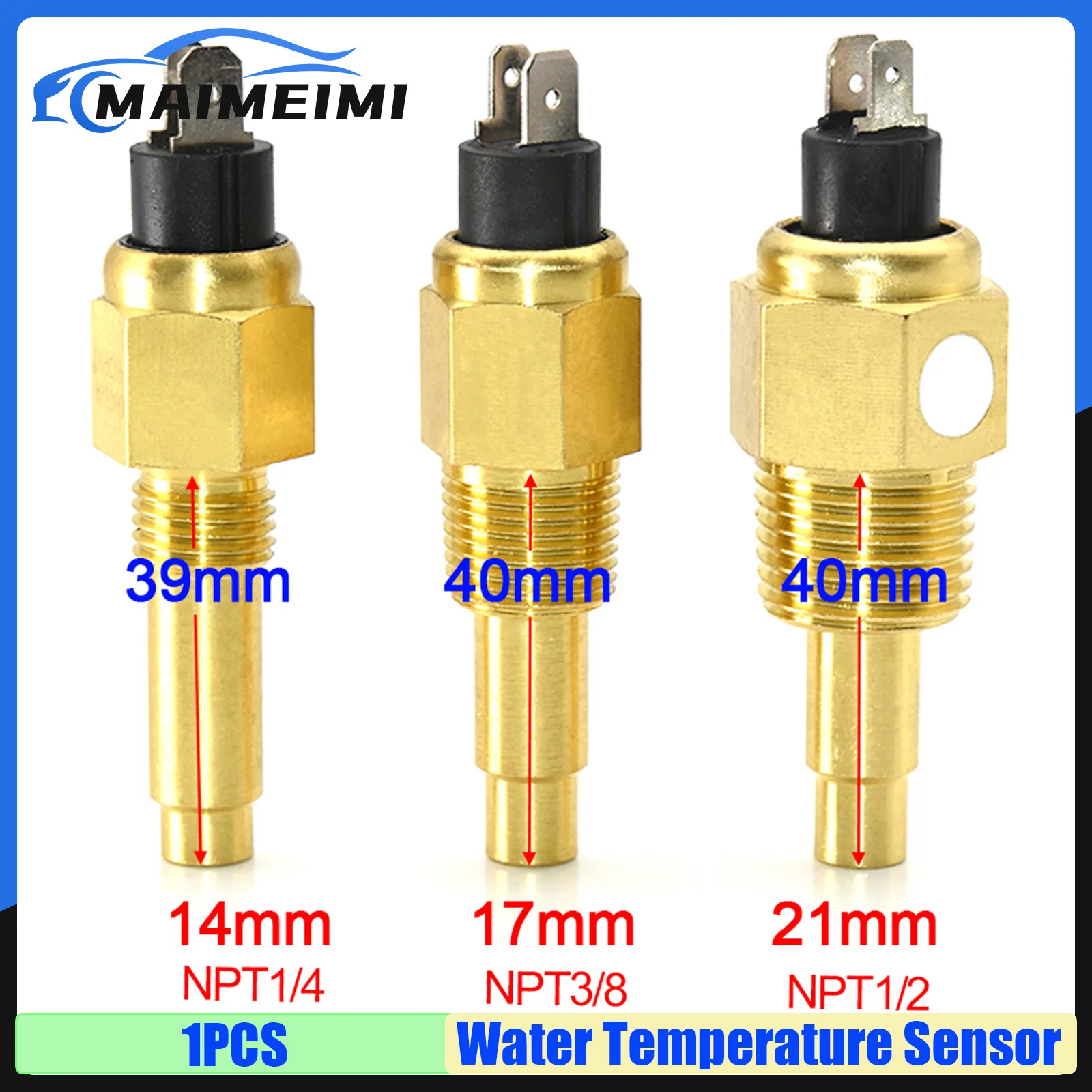 범용 엔진 계량기 수온 센서, 1 피스, 14mm, 17mm, 21mm, 1/4 NPT 3/8..