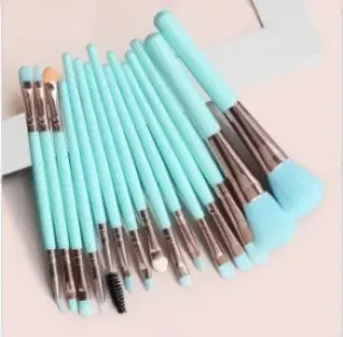 Makeup Brush Set 20-Piece Professional Loose Powder Eyeshadow Brushes Student White Handle Black Tip Champagne Gold Tube