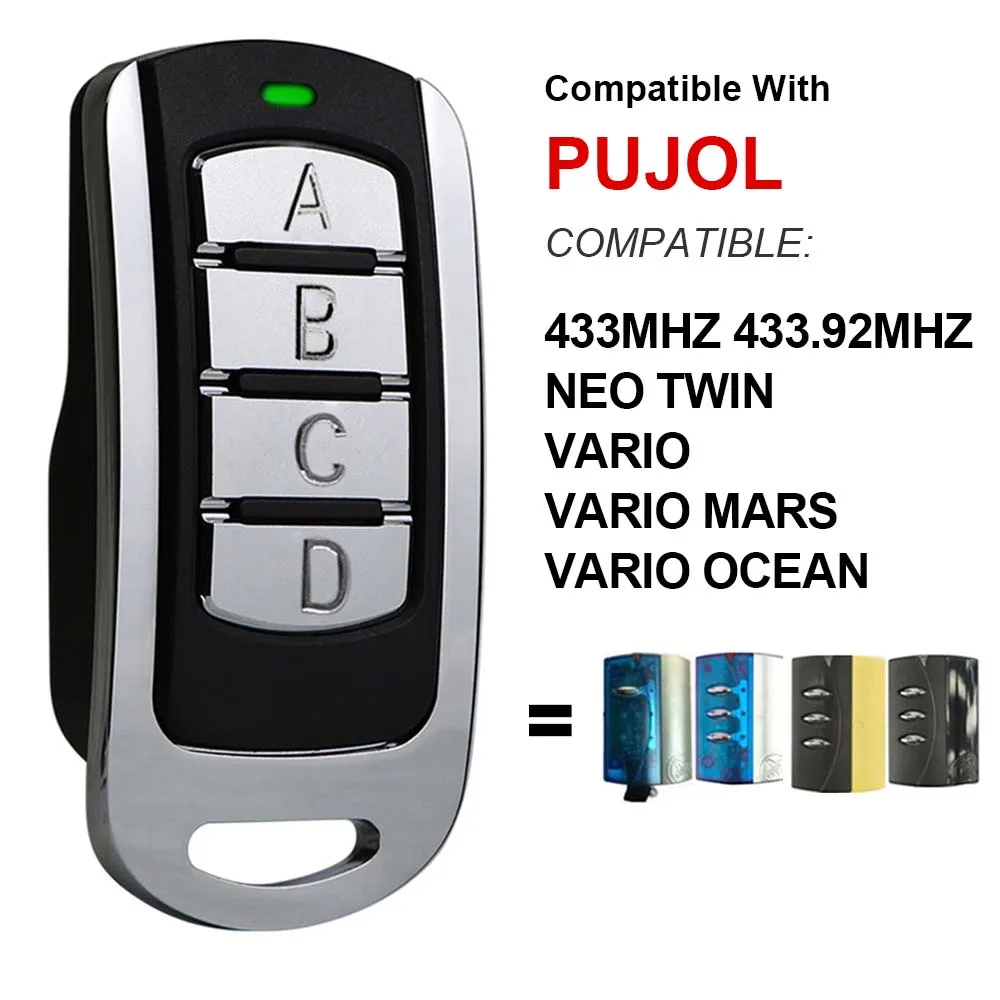 For Mando PUJOL Garage Remote Control PUJOL VARIO TWIN Command Garage  Controls Rolling Code 433MHz Replacement