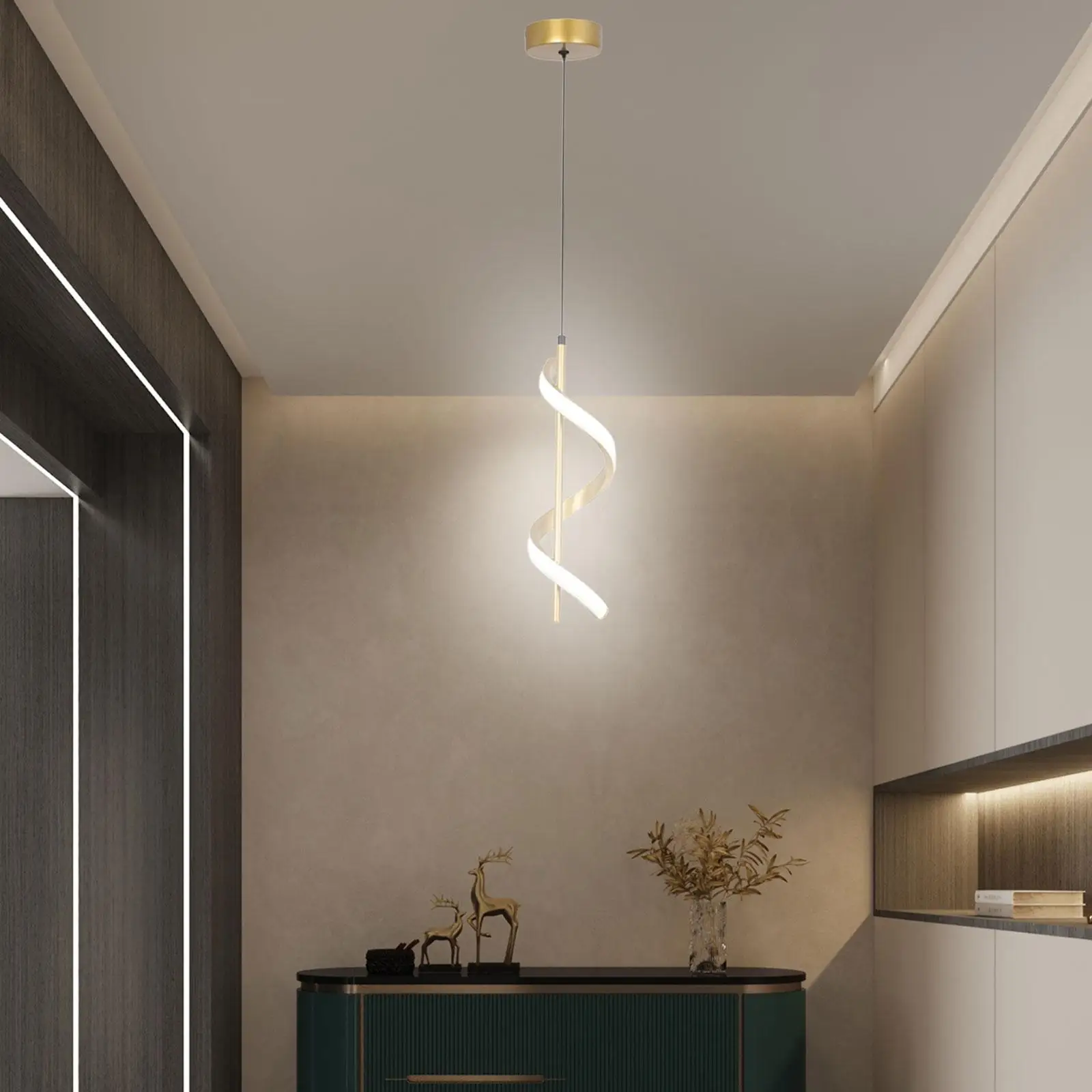 

Spiral Ceiling Light Fixture Chandelier Modern Foyer Cafe LED Pendant Light